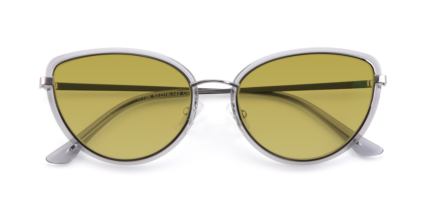 Folded Front of 17706 in Transparent Grey-Silver with Champagne Tinted Lenses
