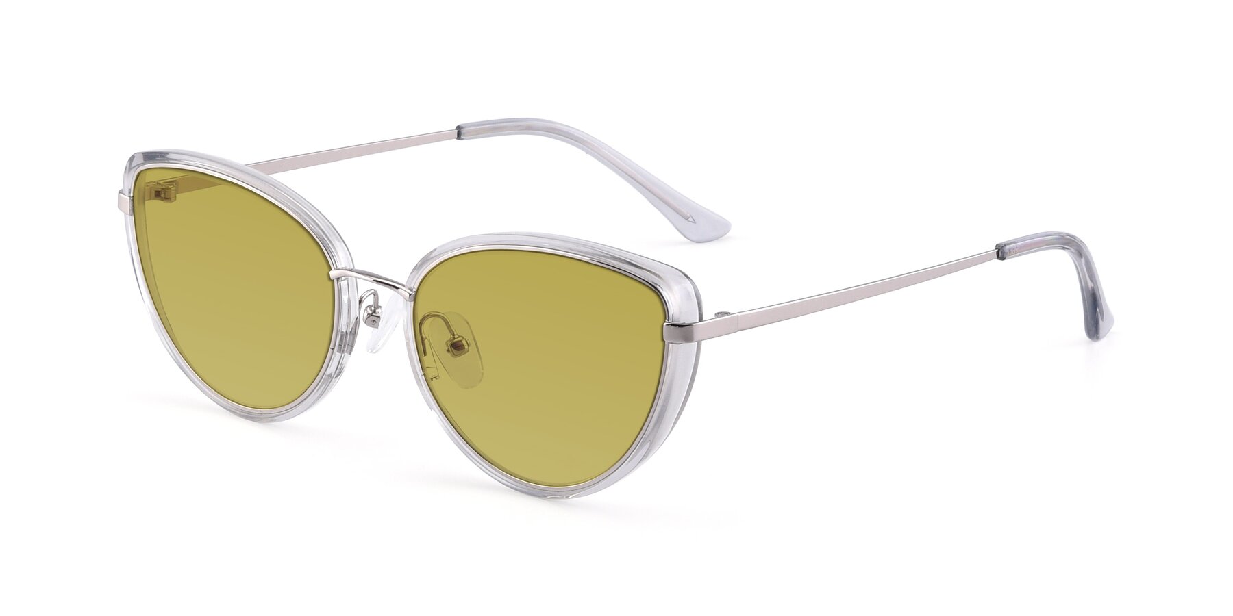 Angle of 17706 in Transparent Grey-Silver with Champagne Tinted Lenses