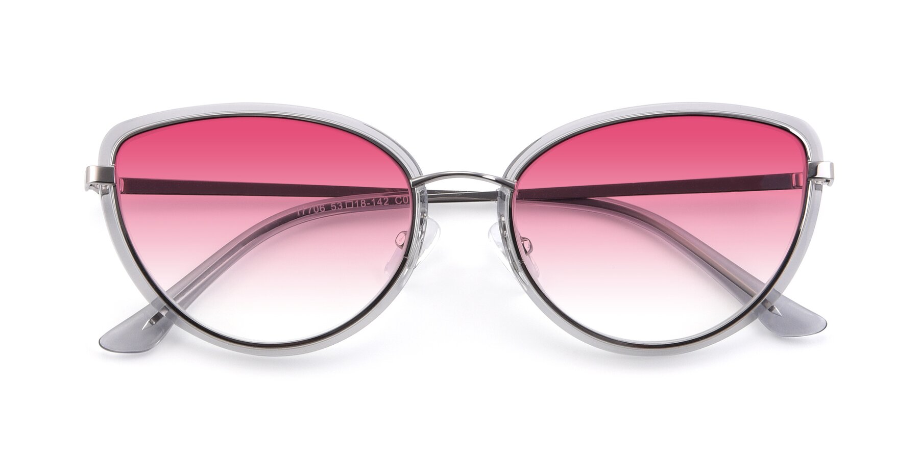 Folded Front of 17706 in Transparent Grey-Silver with Pink Gradient Lenses