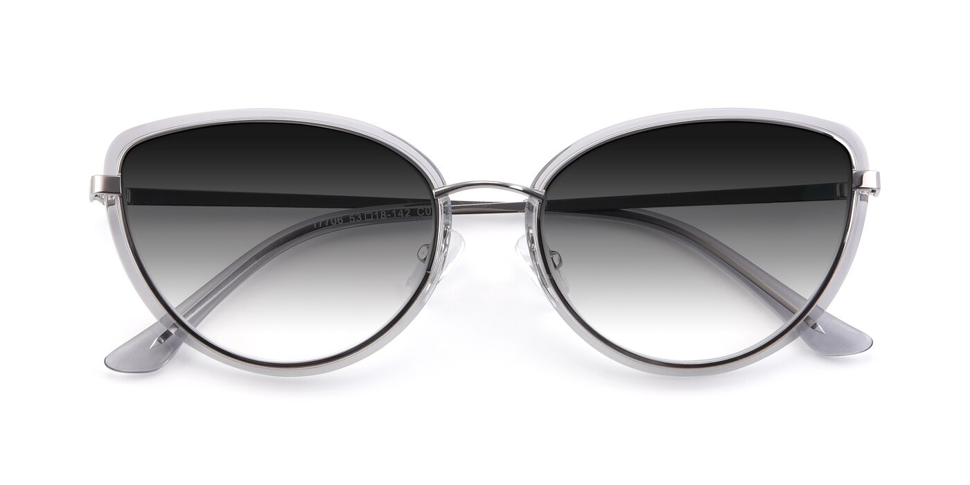 17706 - Transparent Grey / Silver Gradient Sunglasses
