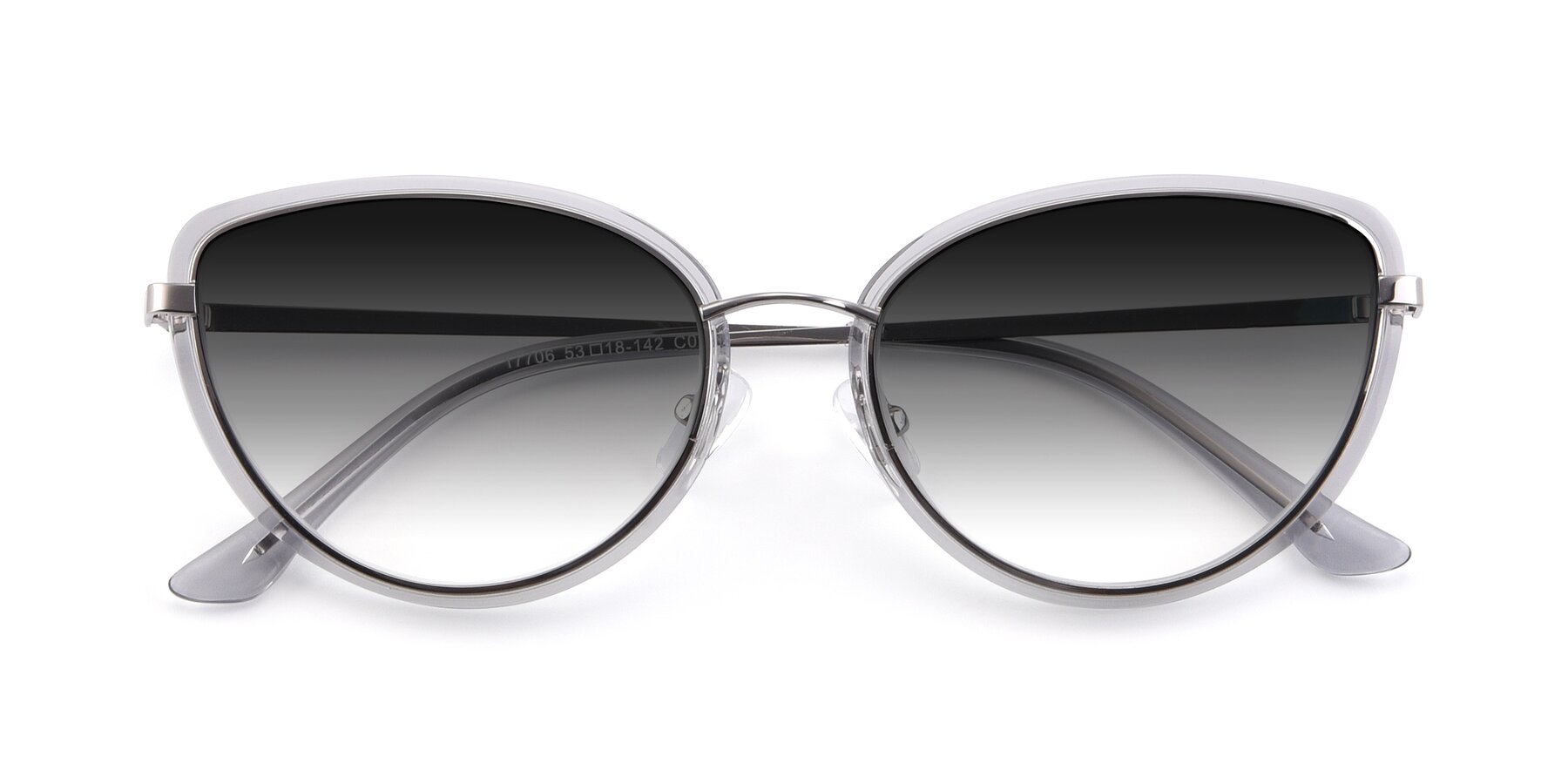 Folded Front of 17706 in Transparent Grey-Silver with Gray Gradient Lenses