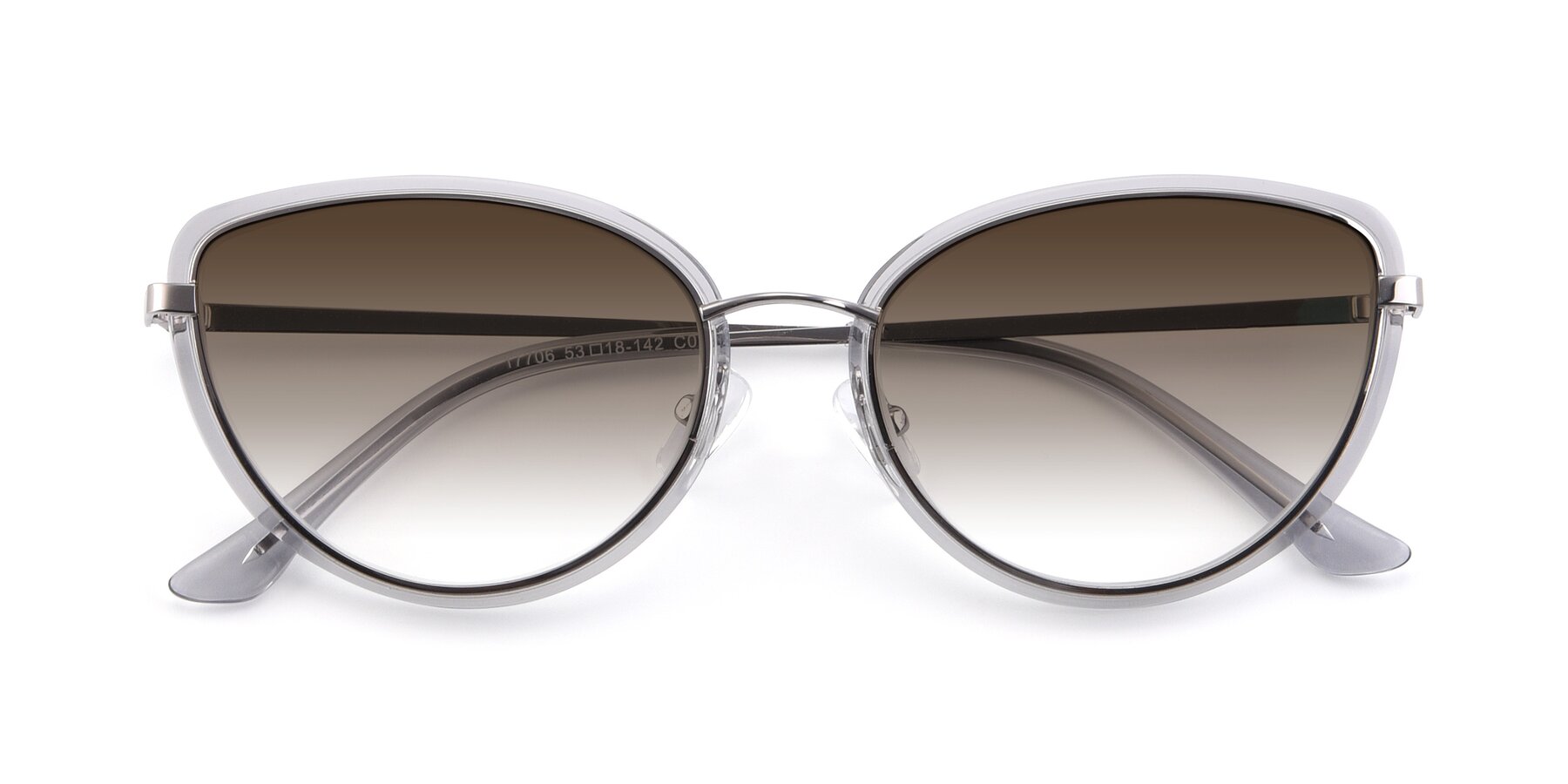 Folded Front of 17706 in Transparent Grey-Silver with Brown Gradient Lenses