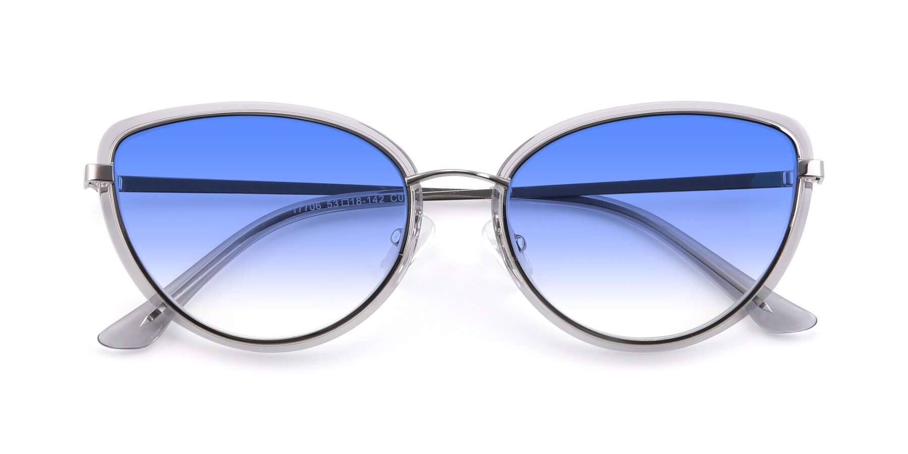 Folded Front of 17706 in Transparent Grey-Silver with Blue Gradient Lenses