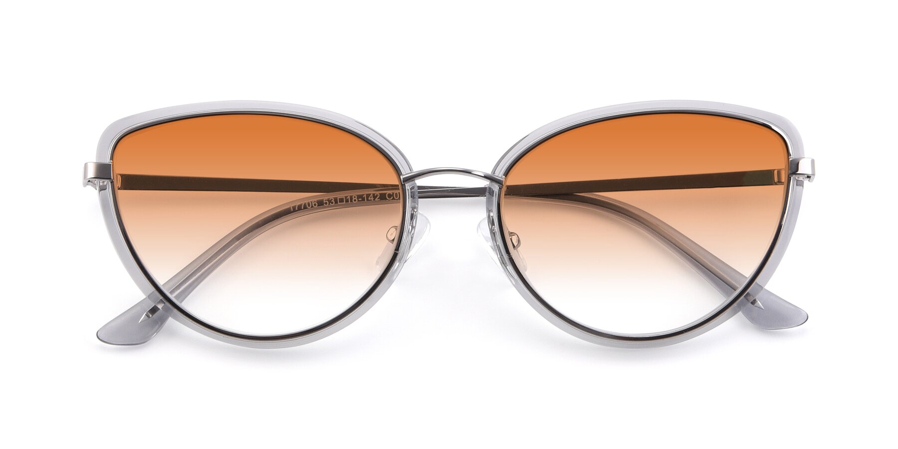 Folded Front of 17706 in Transparent Grey-Silver with Orange Gradient Lenses