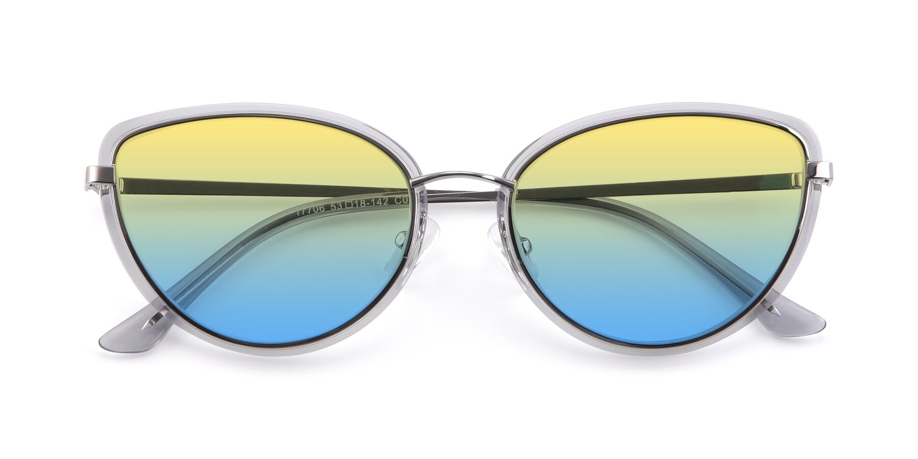 Folded Front of 17706 in Transparent Grey-Silver with Yellow / Blue Gradient Lenses