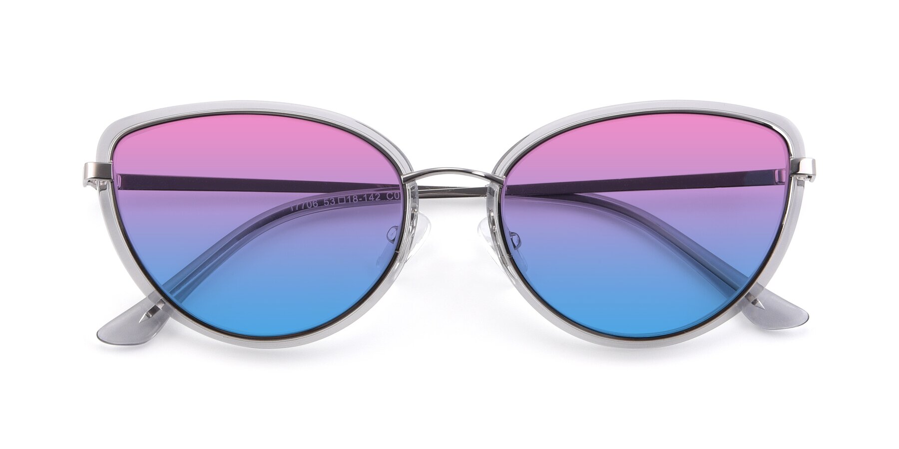 Folded Front of 17706 in Transparent Grey-Silver with Pink / Blue Gradient Lenses