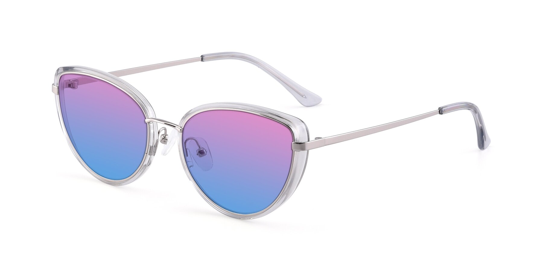 Angle of 17706 in Transparent Grey-Silver with Pink / Blue Gradient Lenses