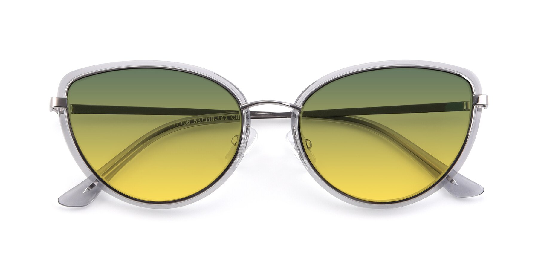 Folded Front of 17706 in Transparent Grey-Silver with Green / Yellow Gradient Lenses