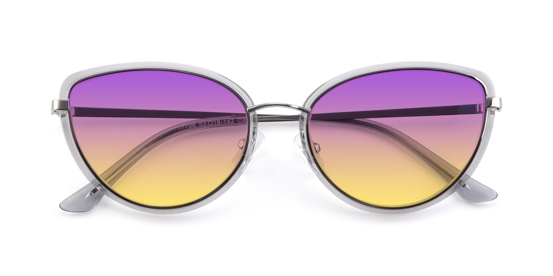 Folded Front of 17706 in Transparent Grey-Silver with Purple / Yellow Gradient Lenses