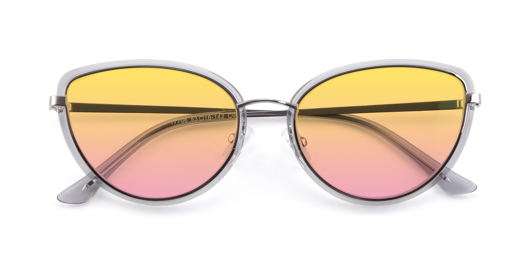 Folded Front of 17706 in Transparent Grey-Silver with Yellow / Pink Gradient Lenses