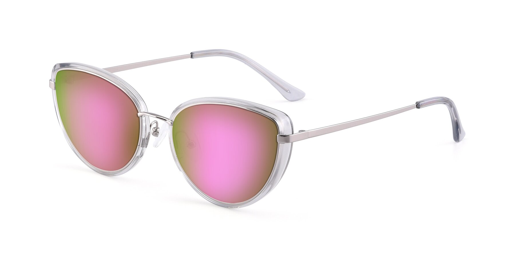 Angle of 17706 in Transparent Grey-Silver with Pink Mirrored Lenses