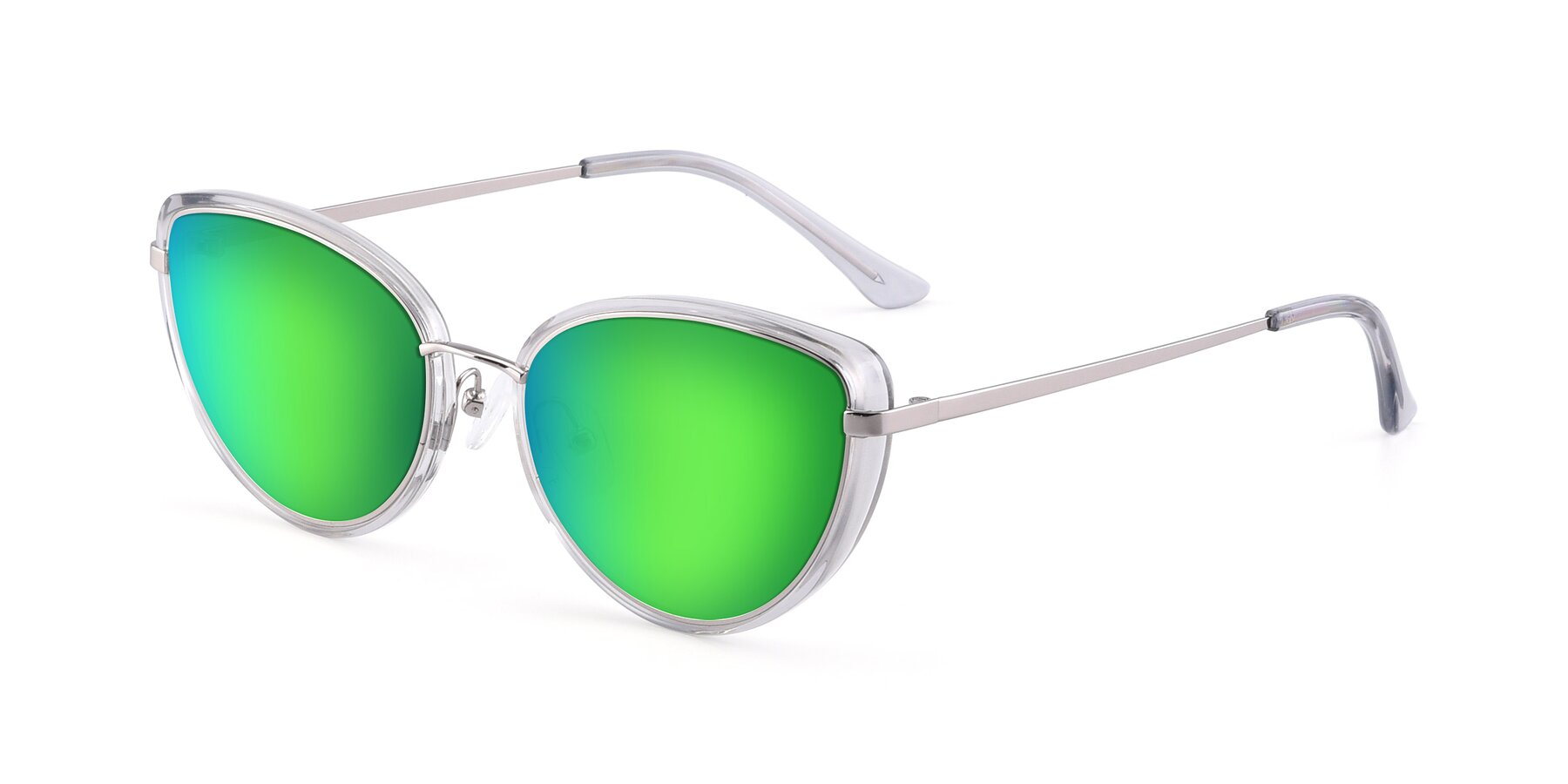 Angle of 17706 in Transparent Grey-Silver with Green Mirrored Lenses