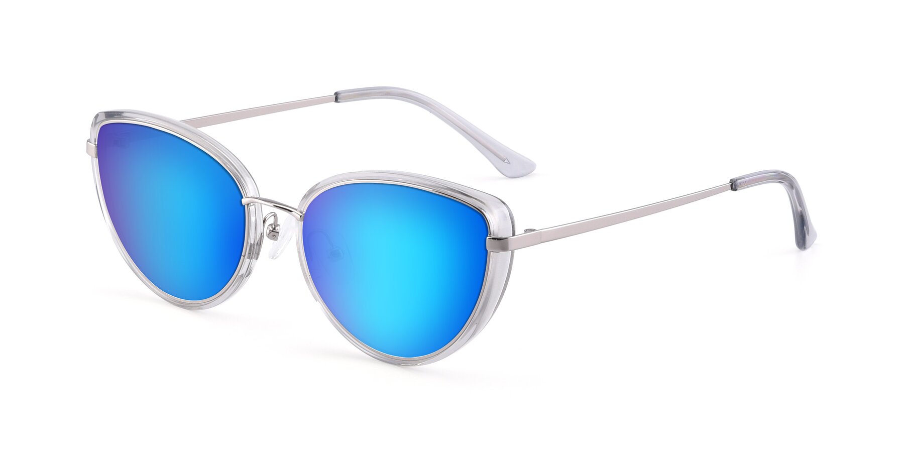 Angle of 17706 in Transparent Grey-Silver with Blue Mirrored Lenses