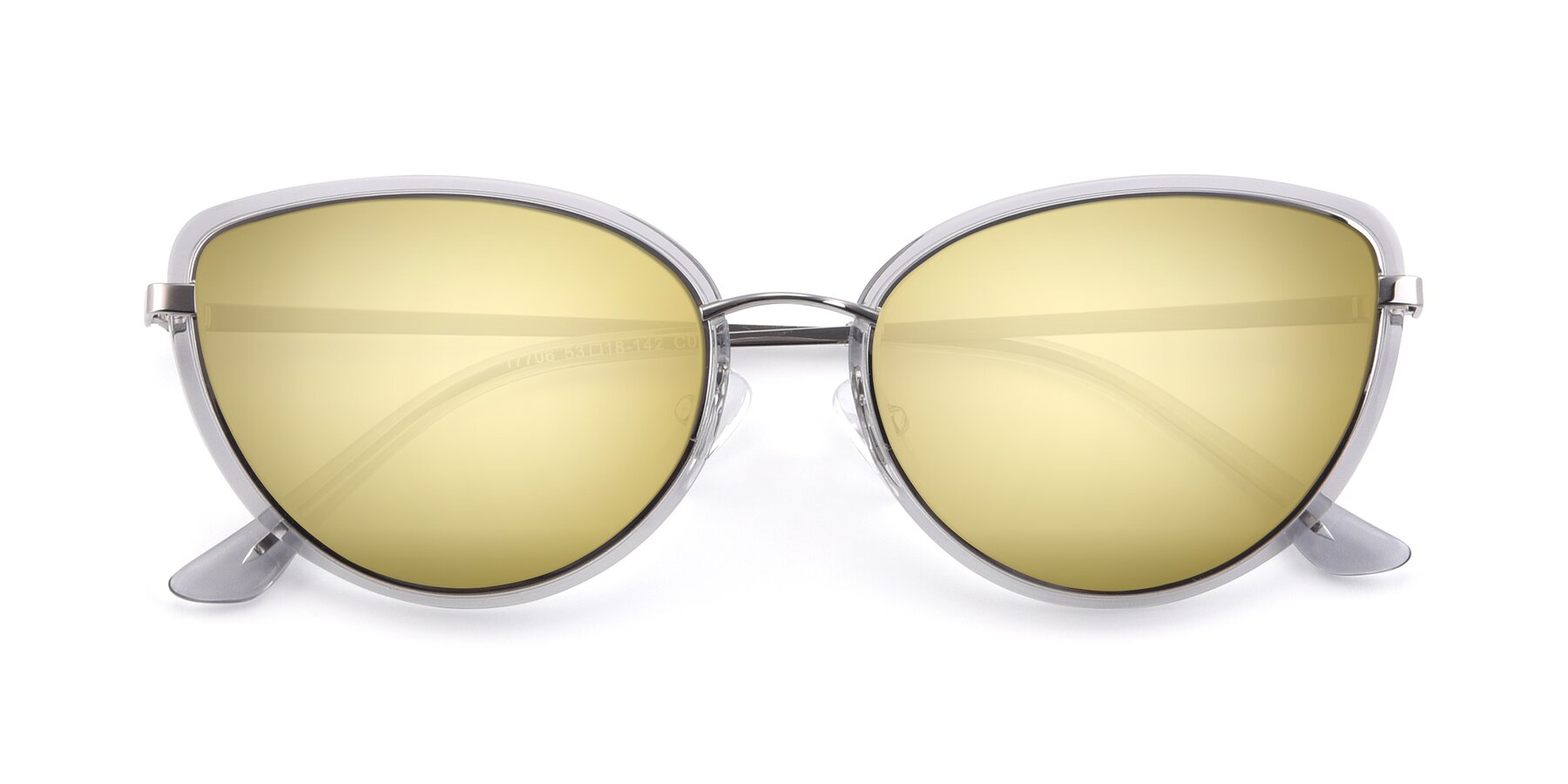 Folded Front of 17706 in Transparent Grey-Silver with Gold Mirrored Lenses