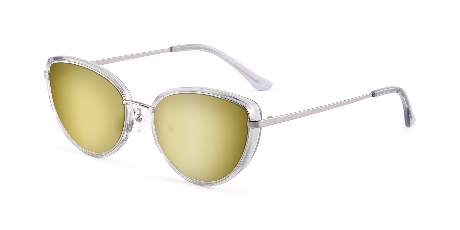 Angle of 17706 in Transparent Grey-Silver with Gold Mirrored Lenses