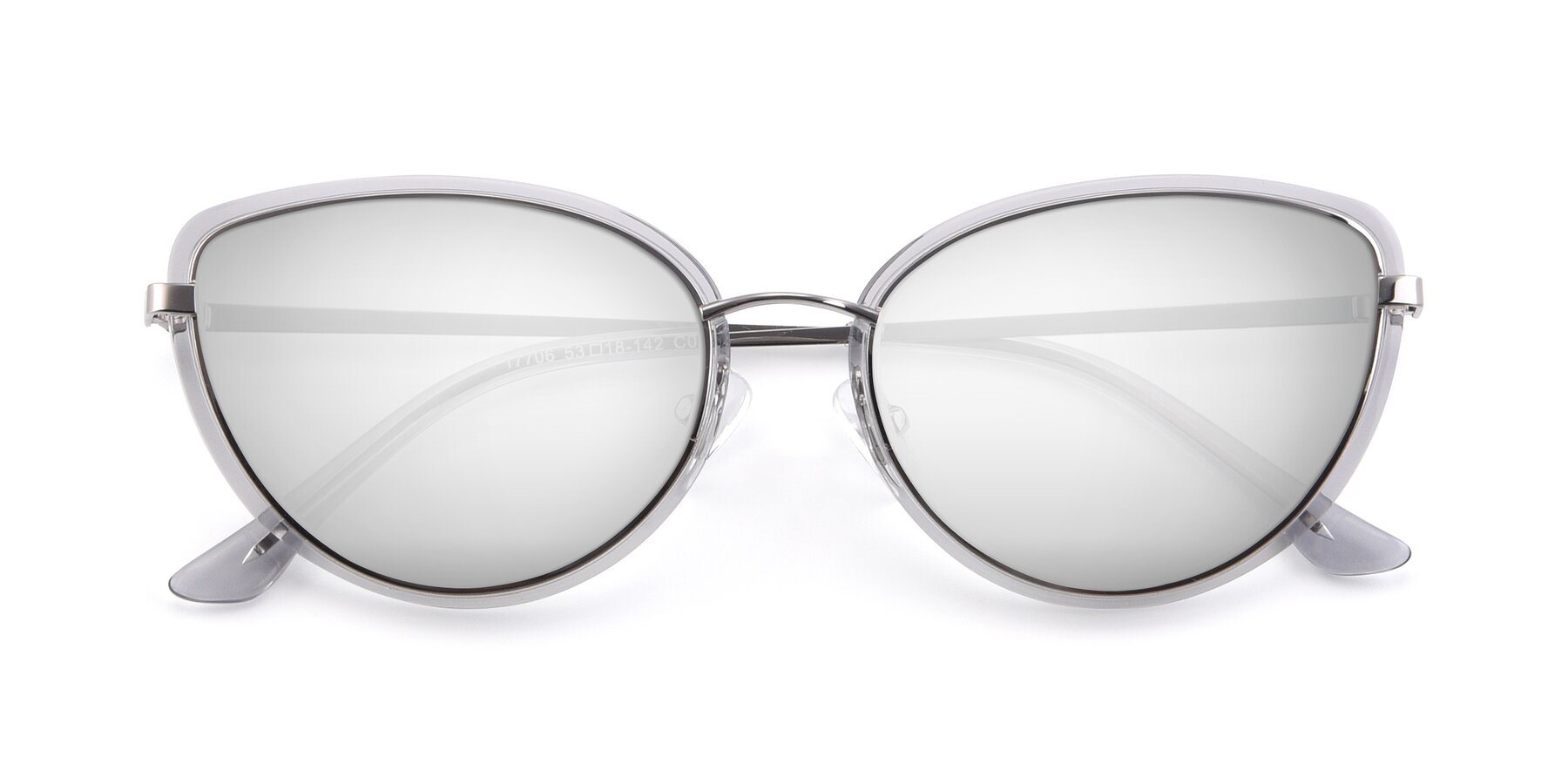 Folded Front of 17706 in Transparent Grey-Silver with Silver Mirrored Lenses
