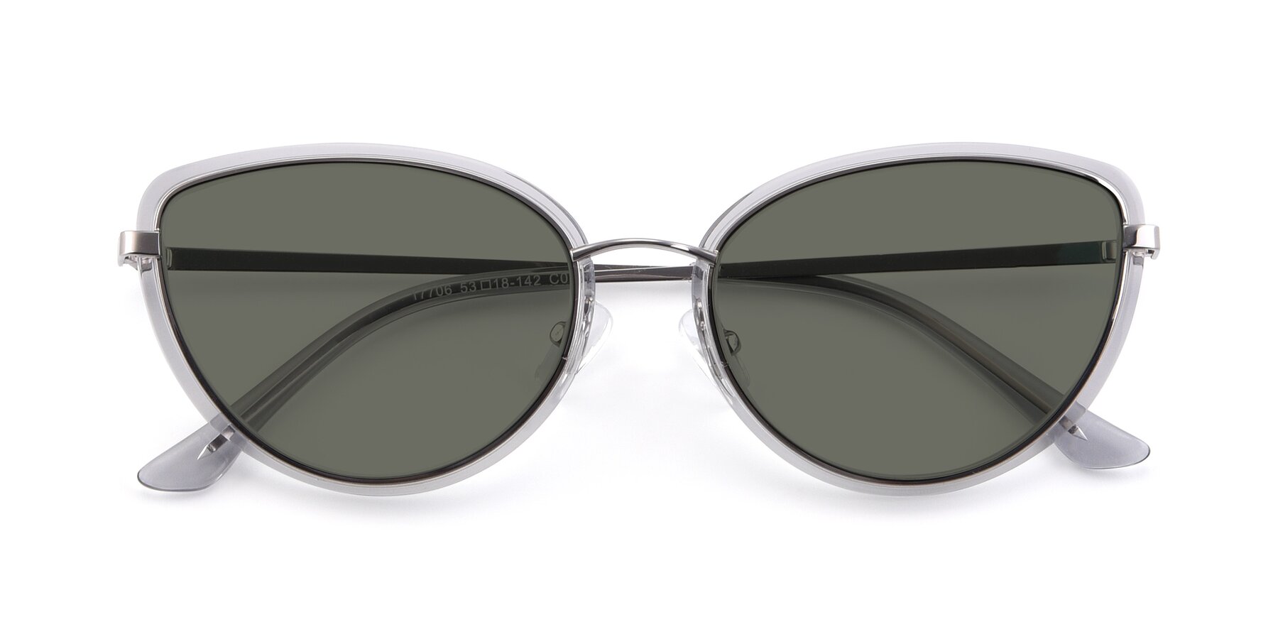 Folded Front of 17706 in Transparent Grey-Silver with Gray Polarized Lenses