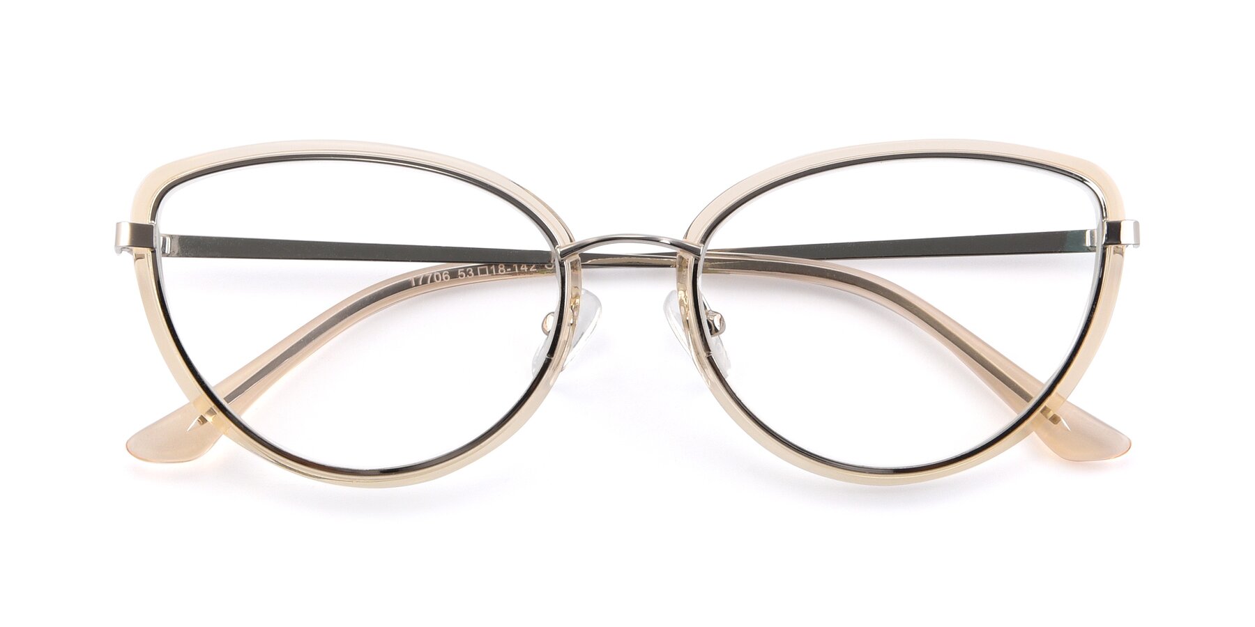 Folded Front of 17706 in Transparent Caramel-Silver with Clear Blue Light Blocking Lenses