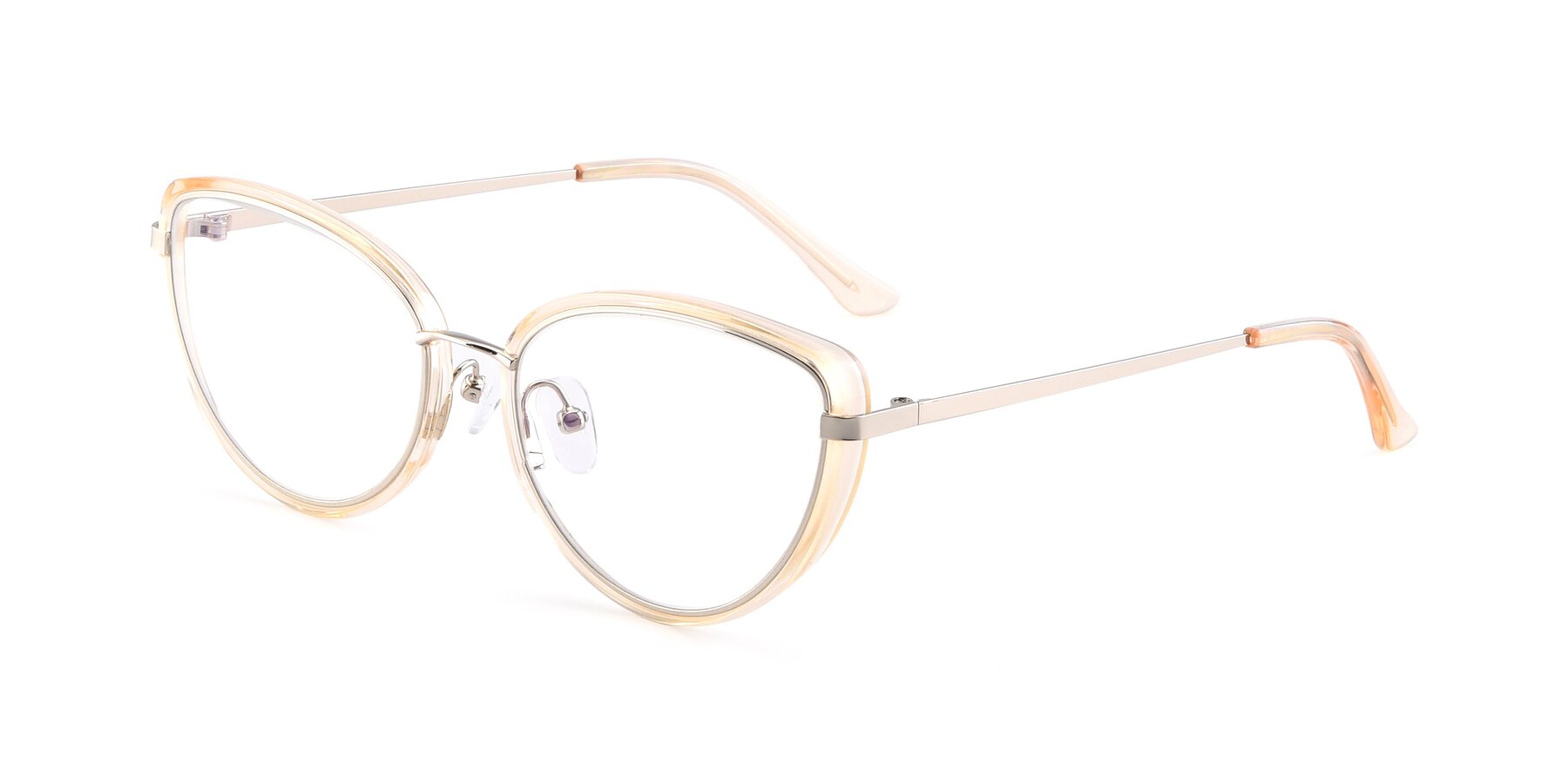 Angle of 17706 in Transparent Caramel-Silver with Clear Blue Light Blocking Lenses
