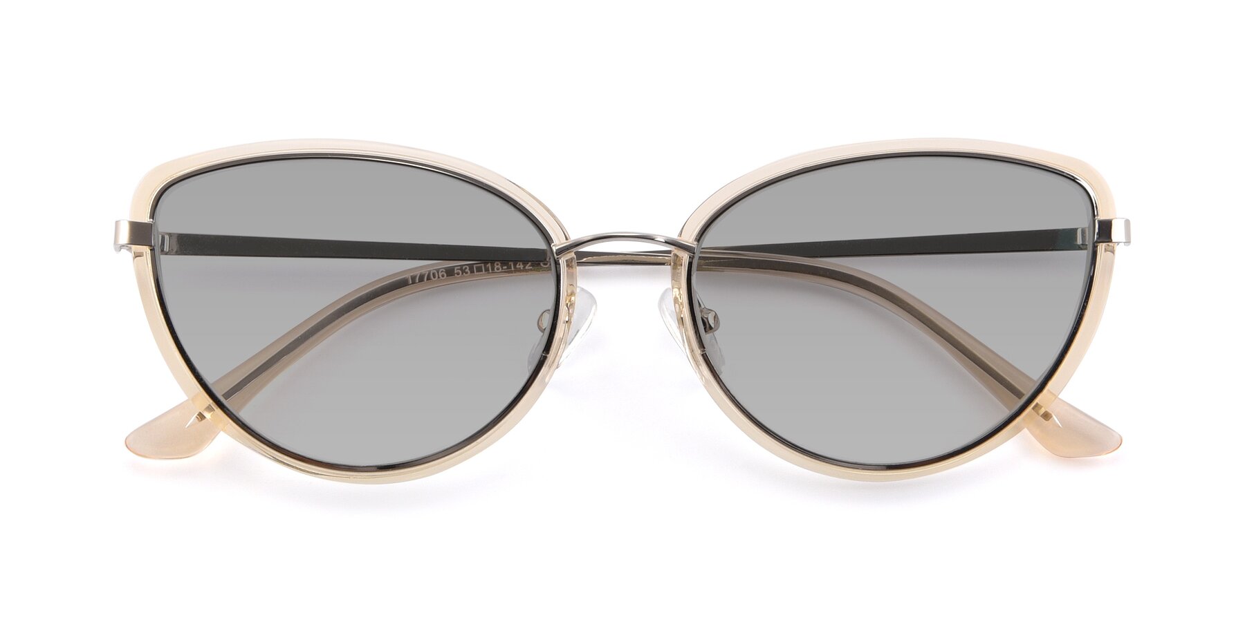 Folded Front of 17706 in Transparent Caramel-Silver with Light Gray Tinted Lenses