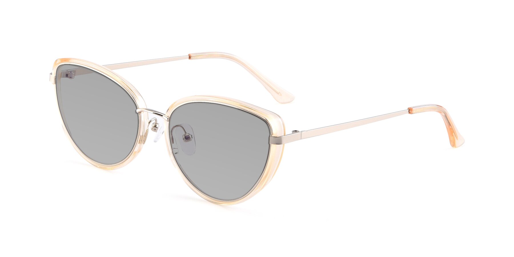 Angle of 17706 in Transparent Caramel-Silver with Light Gray Tinted Lenses
