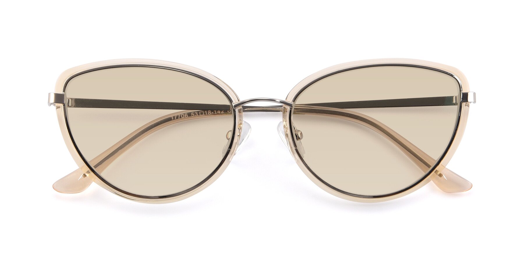 Folded Front of 17706 in Transparent Caramel-Silver with Light Brown Tinted Lenses
