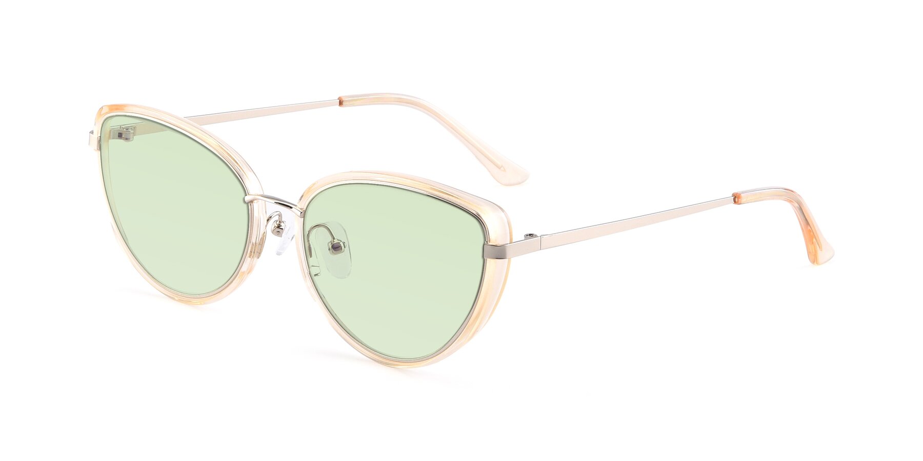 Angle of 17706 in Transparent Caramel-Silver with Light Green Tinted Lenses