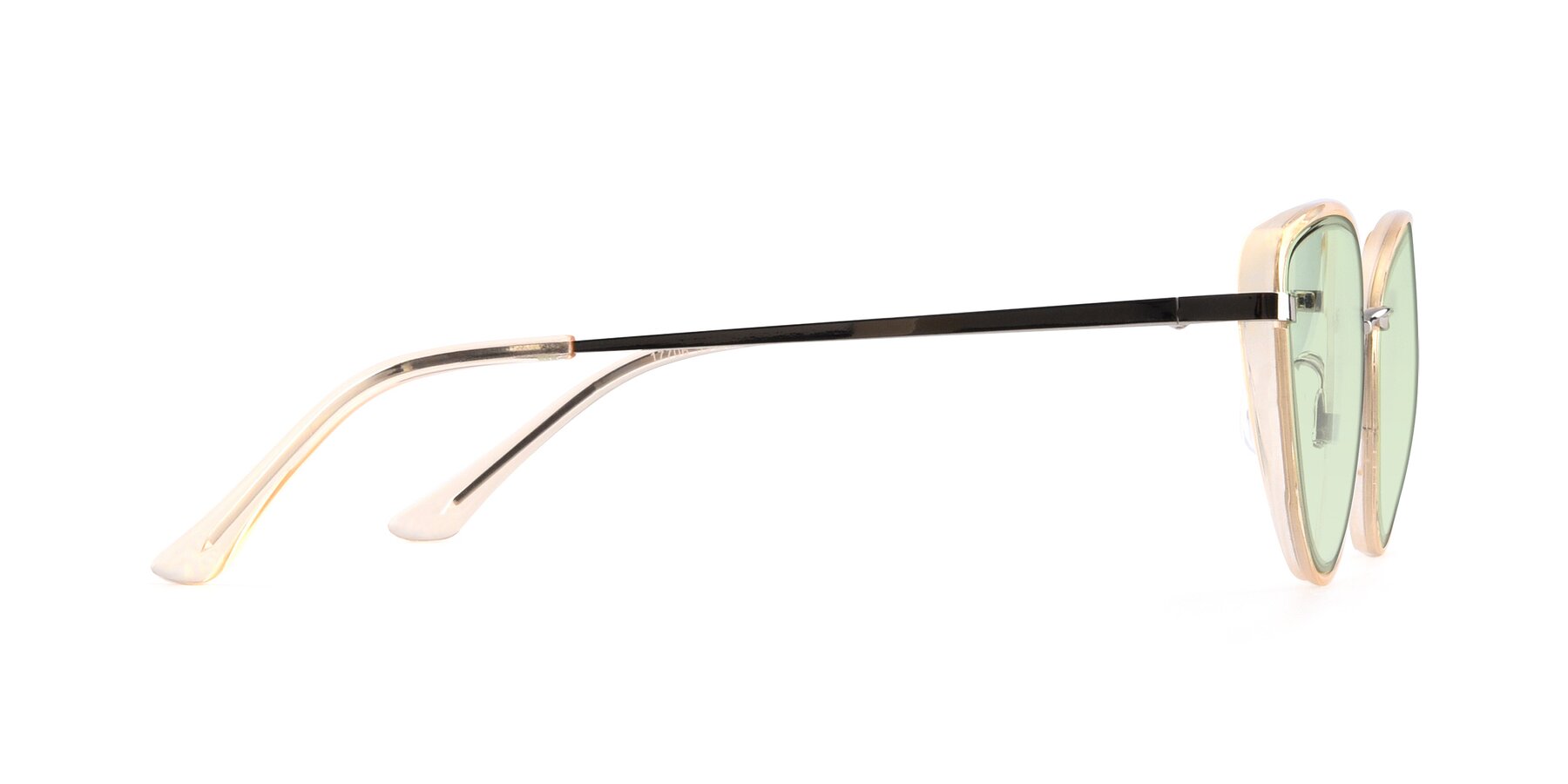 Side of 17706 in Transparent Caramel-Silver with Light Green Tinted Lenses