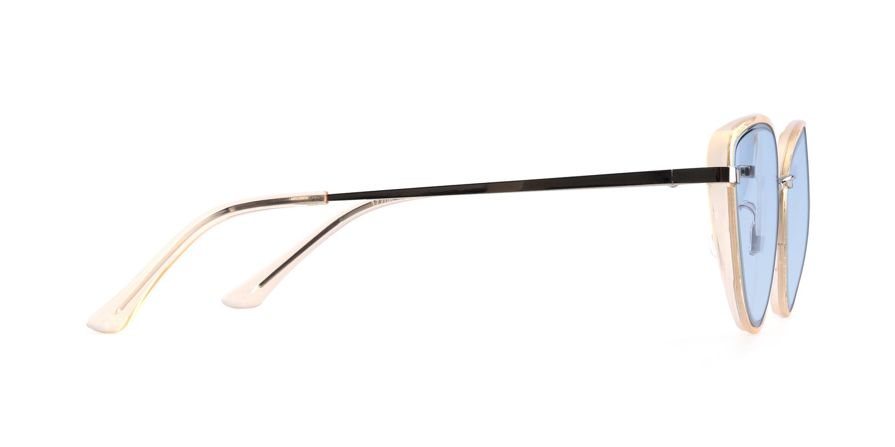 Side of 17706 in Transparent Caramel-Silver with Light Blue Tinted Lenses