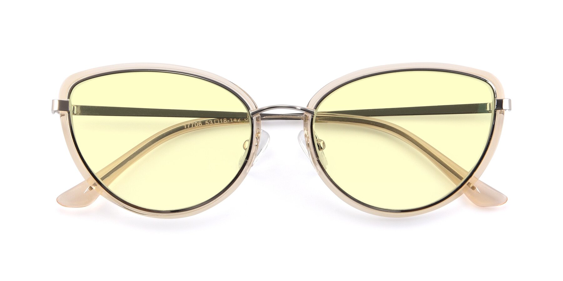 Folded Front of 17706 in Transparent Caramel-Silver with Light Yellow Tinted Lenses
