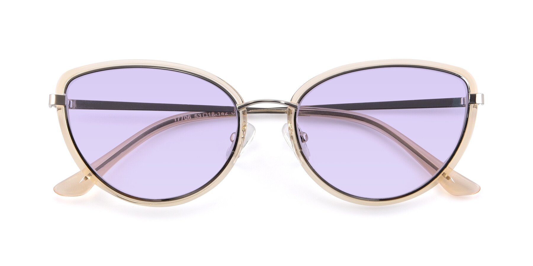 Folded Front of 17706 in Transparent Caramel-Silver with Light Purple Tinted Lenses