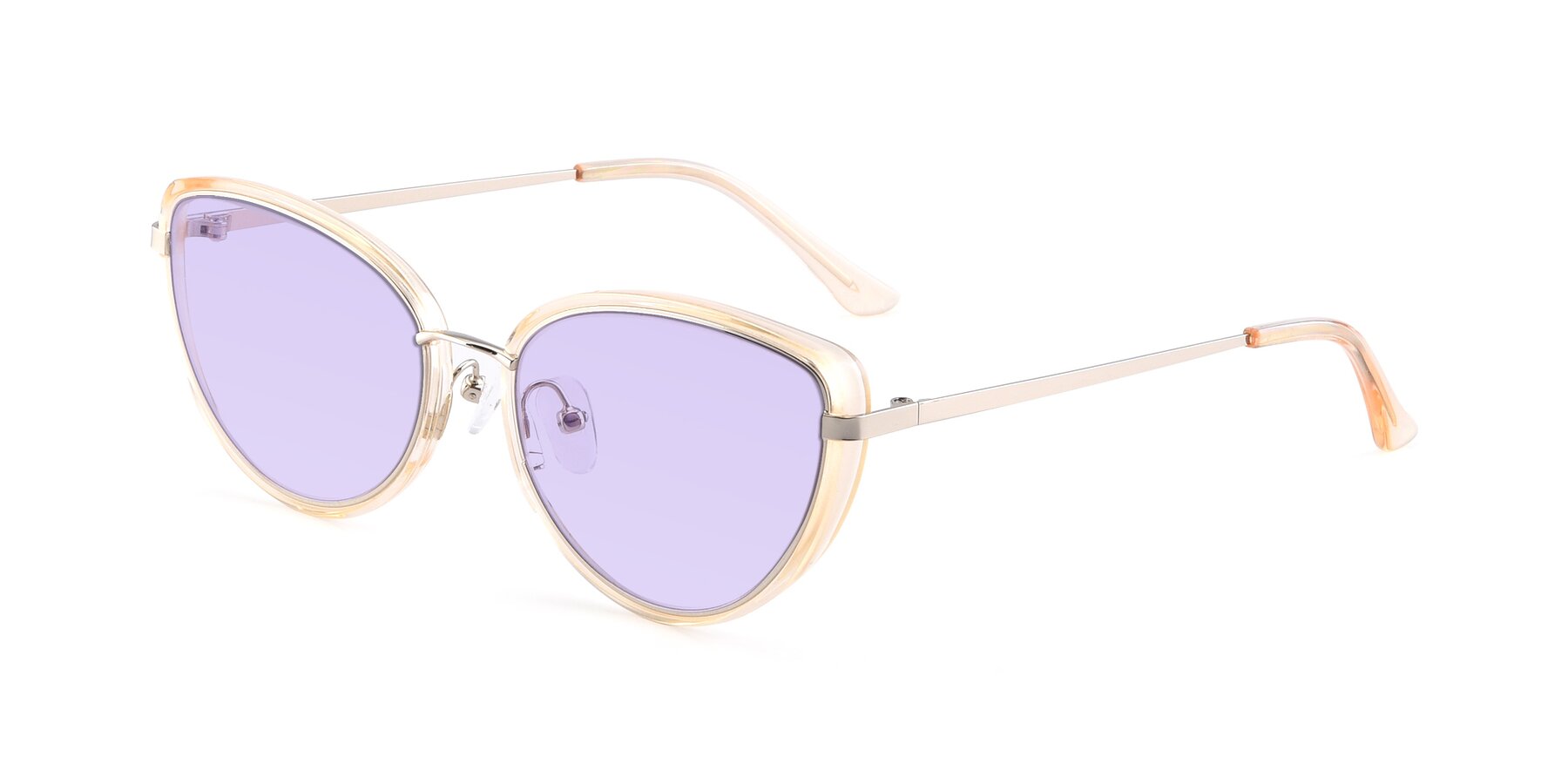 Angle of 17706 in Transparent Caramel-Silver with Light Purple Tinted Lenses