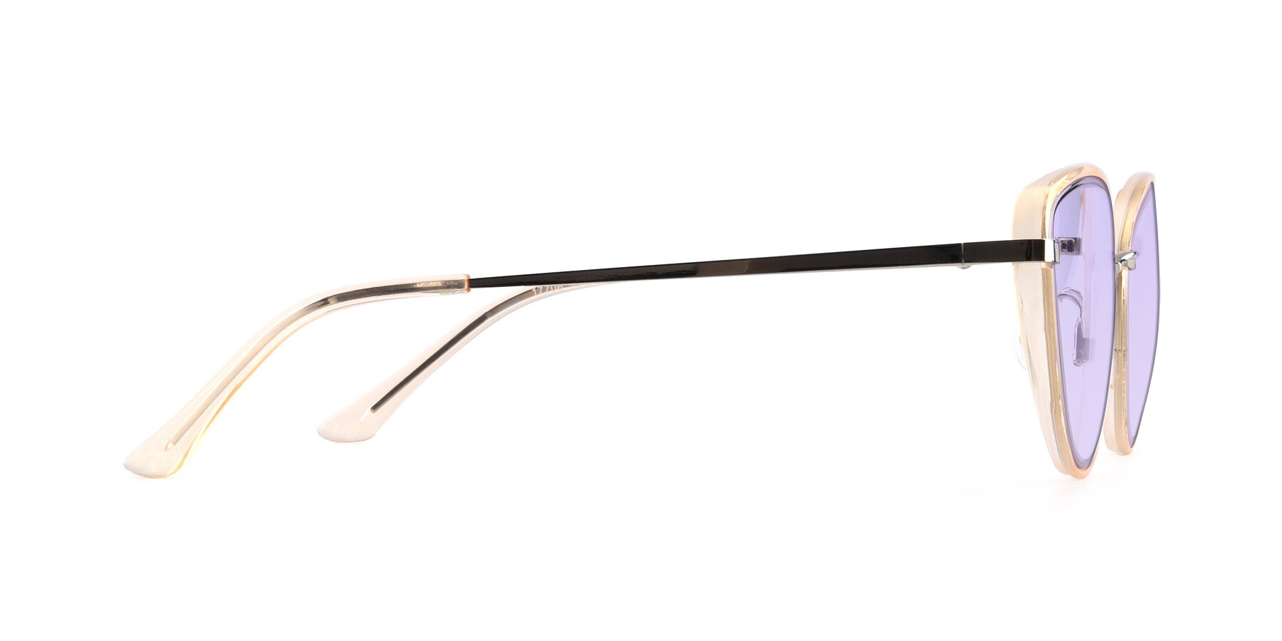 Side of 17706 in Transparent Caramel-Silver with Light Purple Tinted Lenses