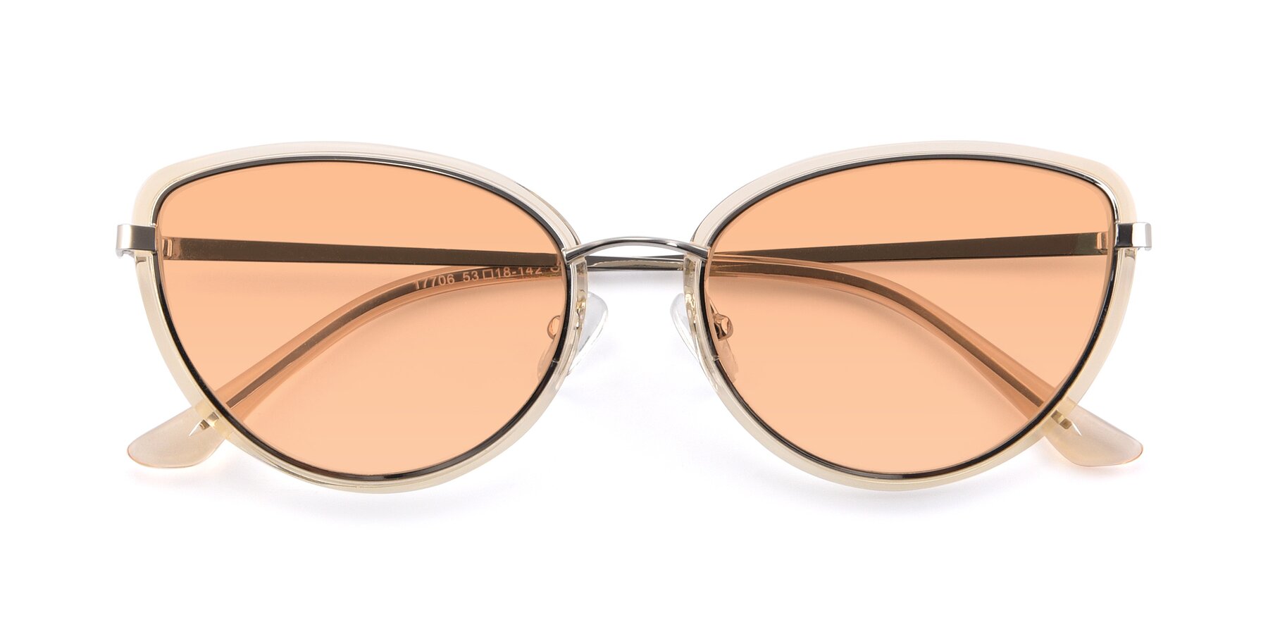Folded Front of 17706 in Transparent Caramel-Silver with Light Orange Tinted Lenses