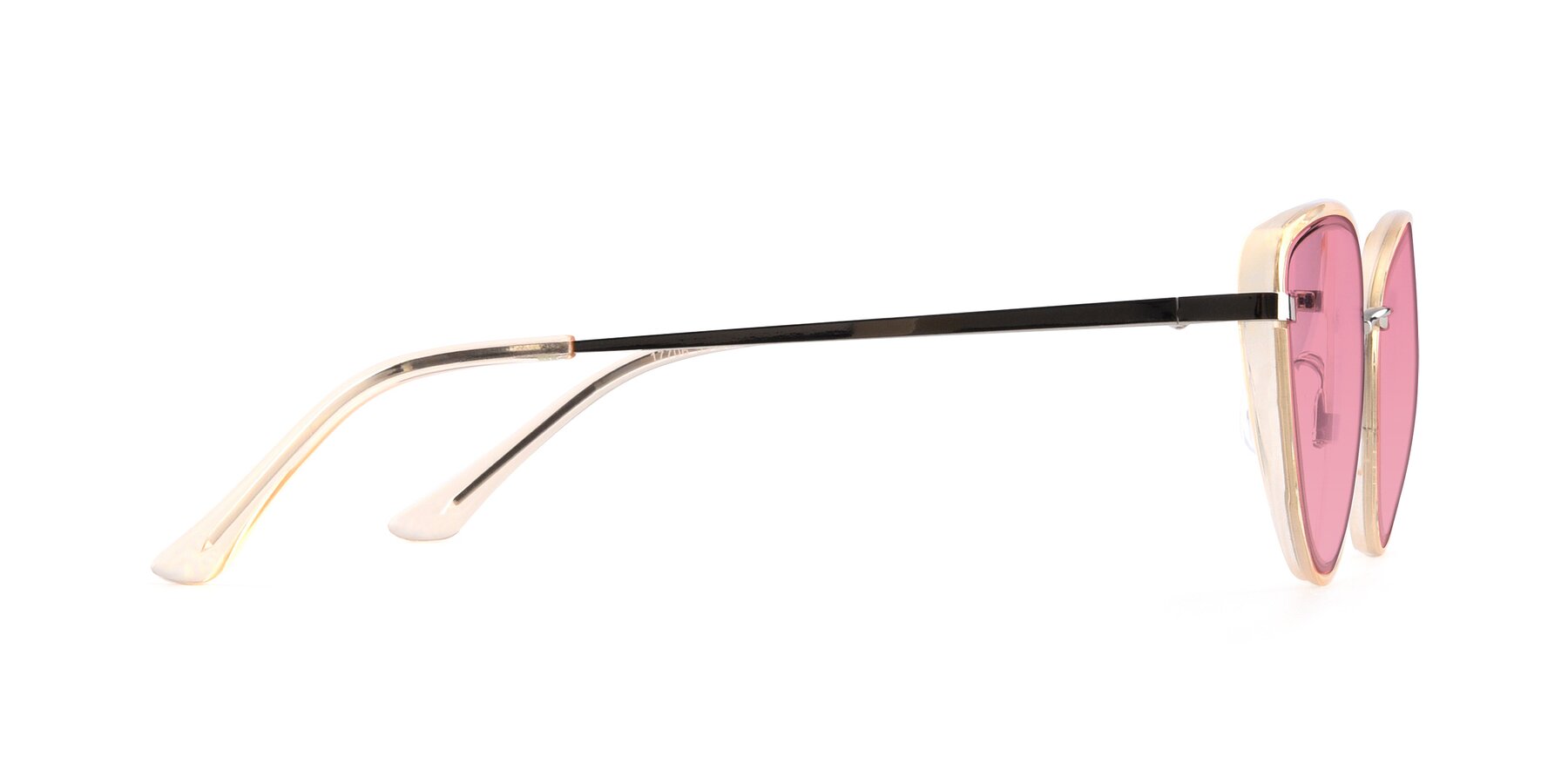 Side of 17706 in Transparent Caramel-Silver with Pink Tinted Lenses