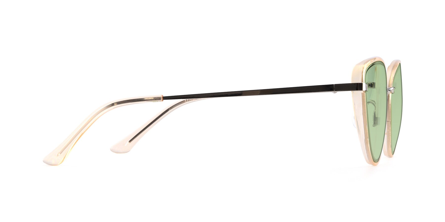 Side of 17706 in Transparent Caramel-Silver with Medium Green Tinted Lenses