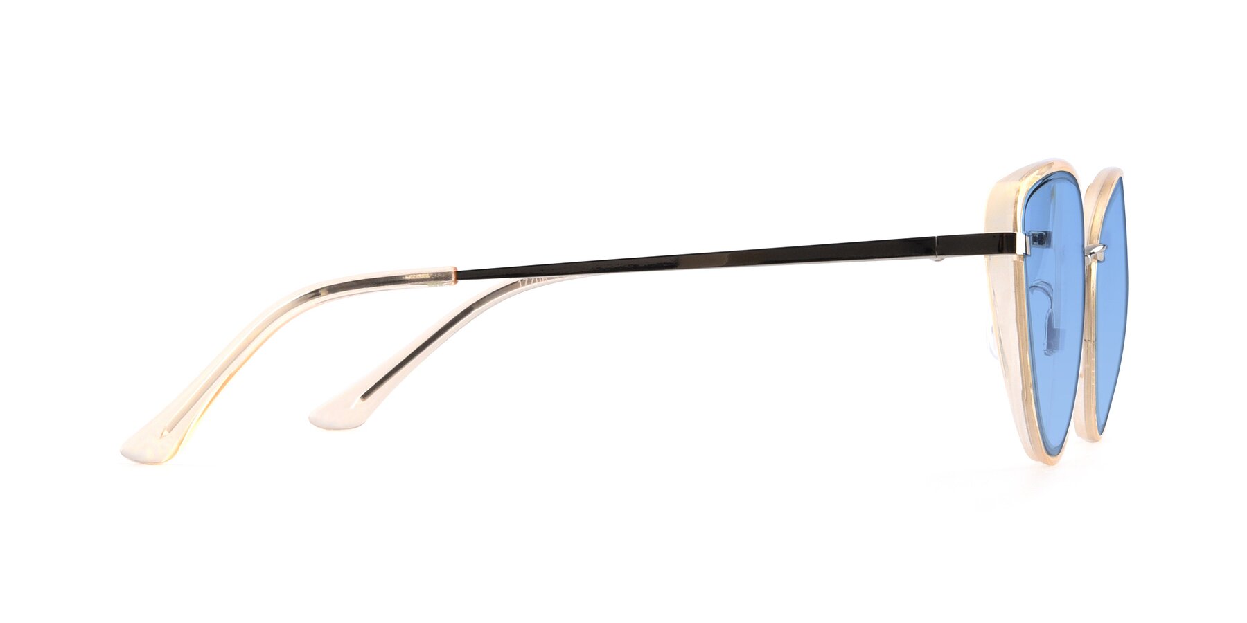 Side of 17706 in Transparent Caramel-Silver with Medium Blue Tinted Lenses