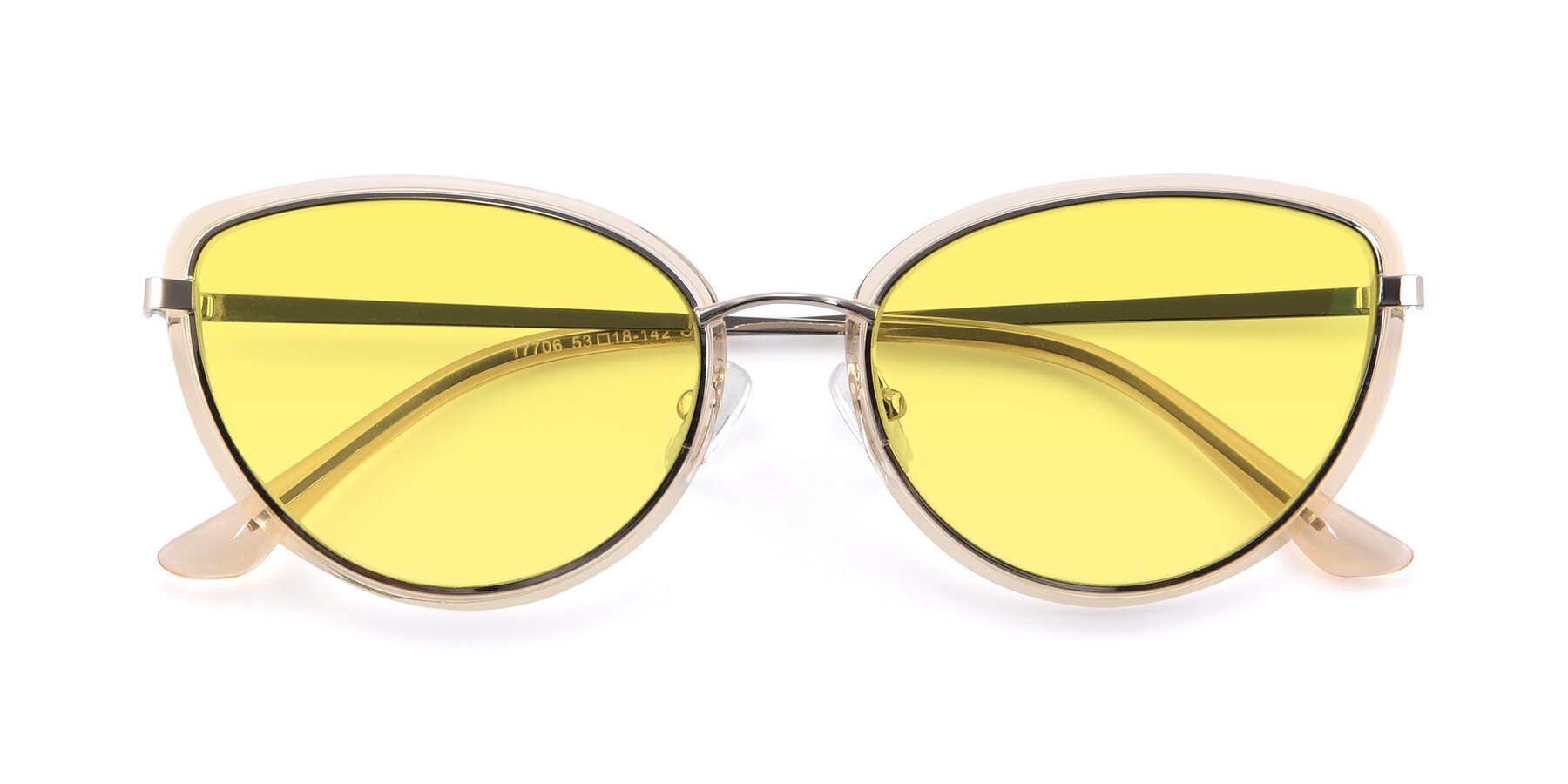 Folded Front of 17706 in Transparent Caramel-Silver with Medium Yellow Tinted Lenses