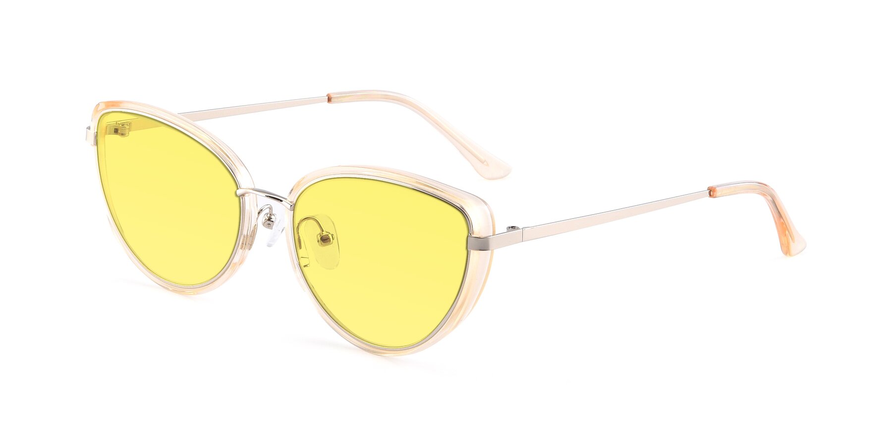 Angle of 17706 in Transparent Caramel-Silver with Medium Yellow Tinted Lenses