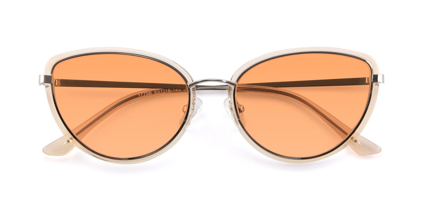 Folded Front of 17706 in Transparent Caramel-Silver with Medium Orange Tinted Lenses