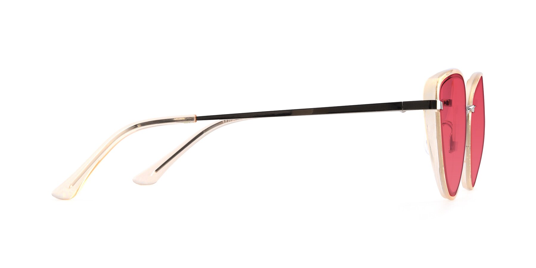 Side of 17706 in Transparent Caramel-Silver with Red Tinted Lenses