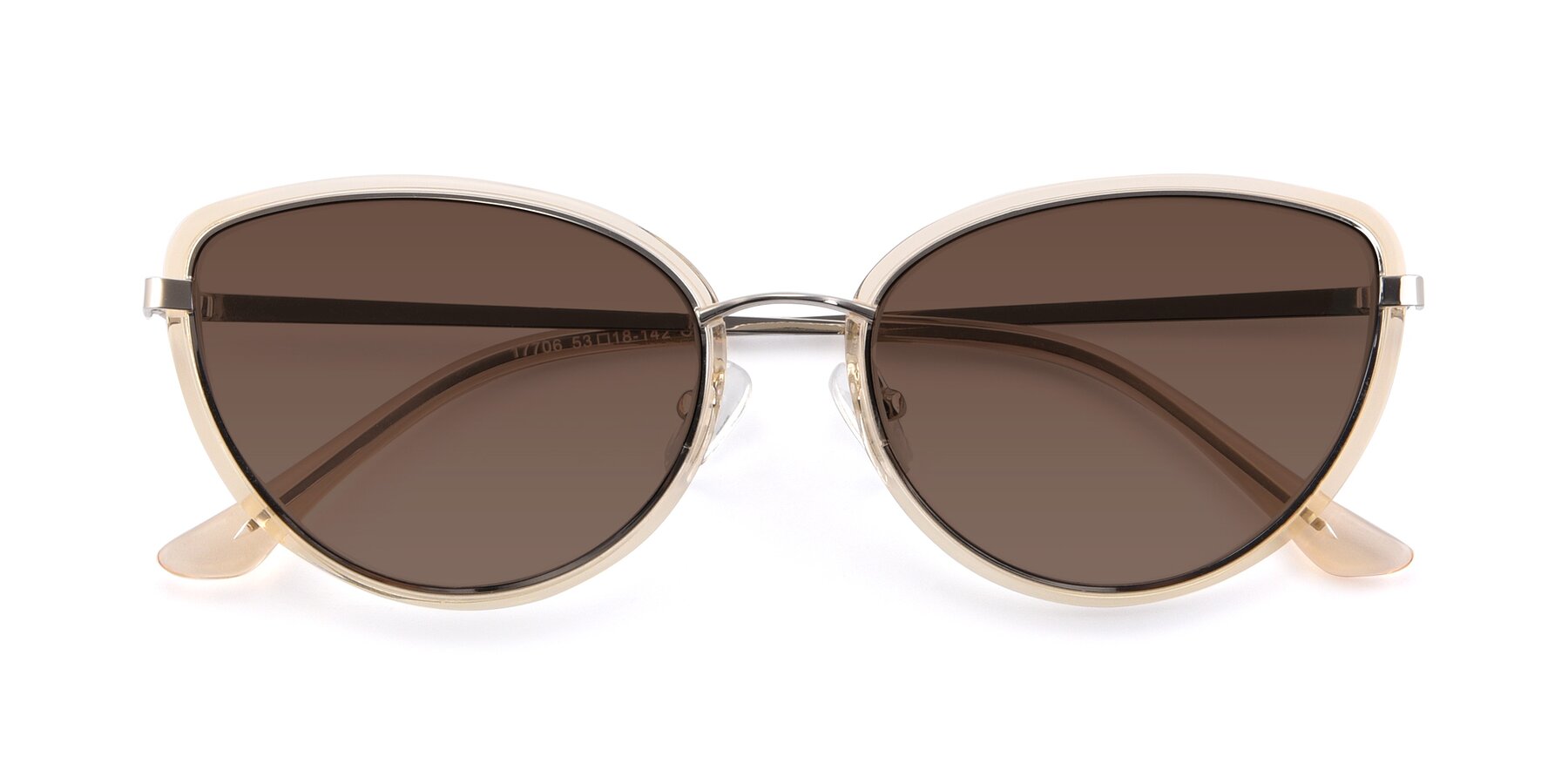 Folded Front of 17706 in Transparent Caramel-Silver with Brown Tinted Lenses