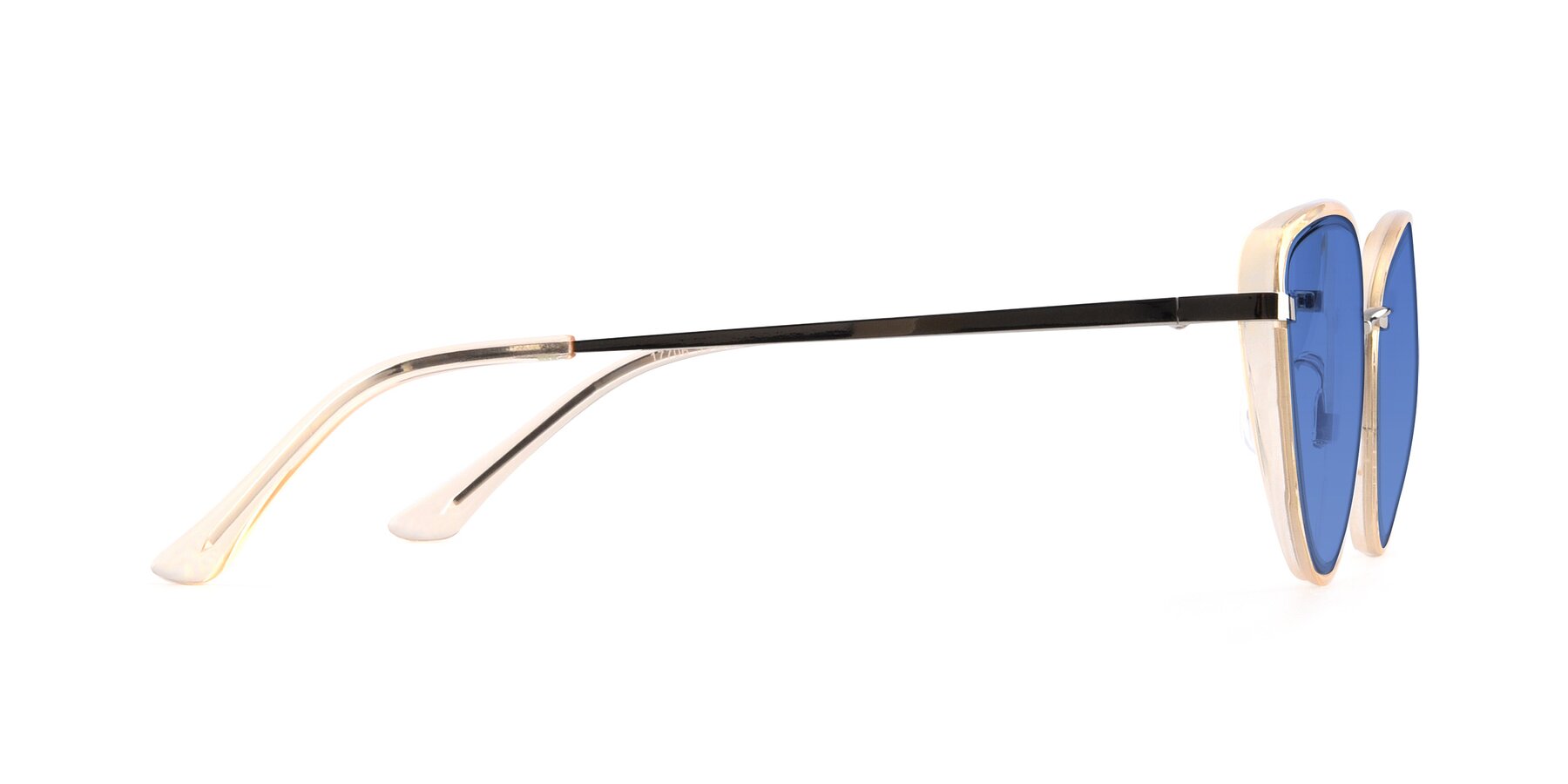 Side of 17706 in Transparent Caramel-Silver with Blue Tinted Lenses