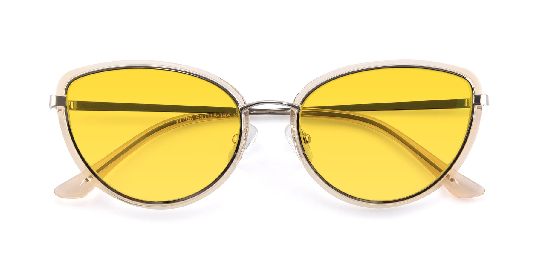 Folded Front of 17706 in Transparent Caramel-Silver with Yellow Tinted Lenses