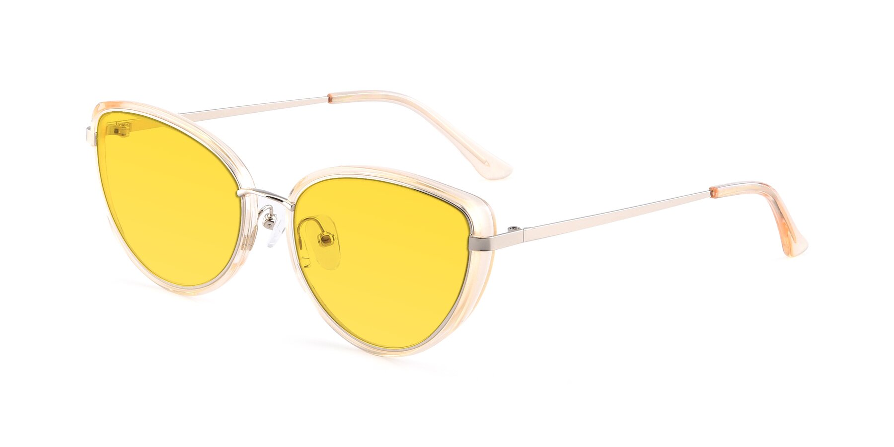 Angle of 17706 in Transparent Caramel-Silver with Yellow Tinted Lenses