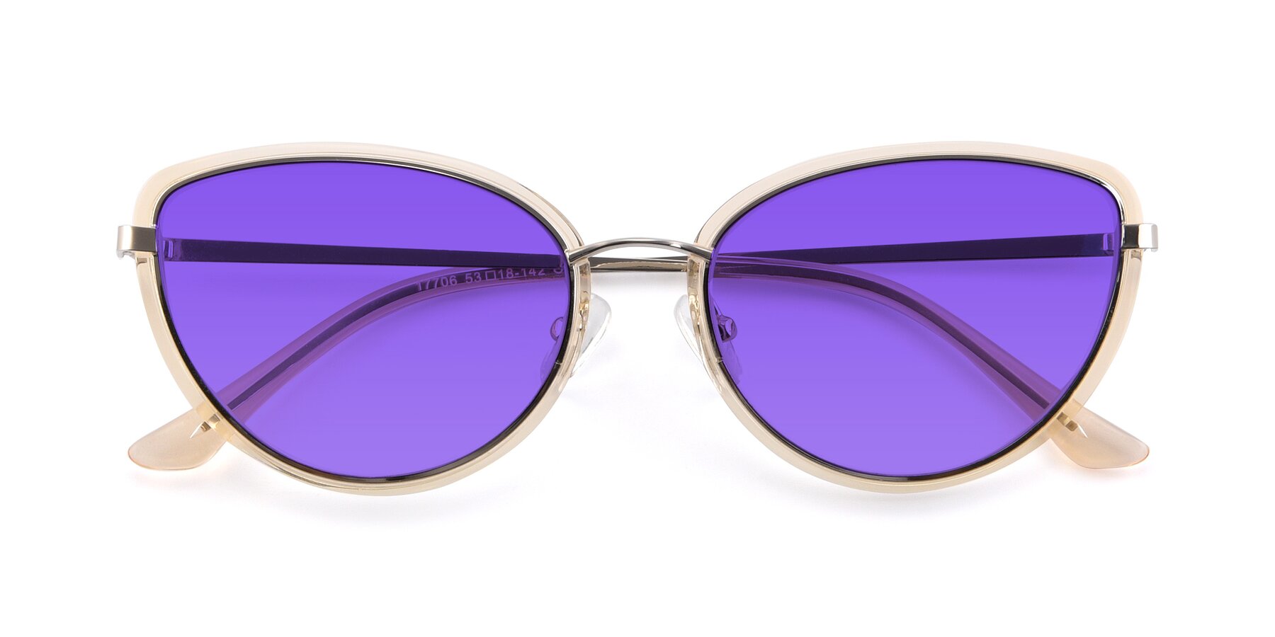 Folded Front of 17706 in Transparent Caramel-Silver with Purple Tinted Lenses