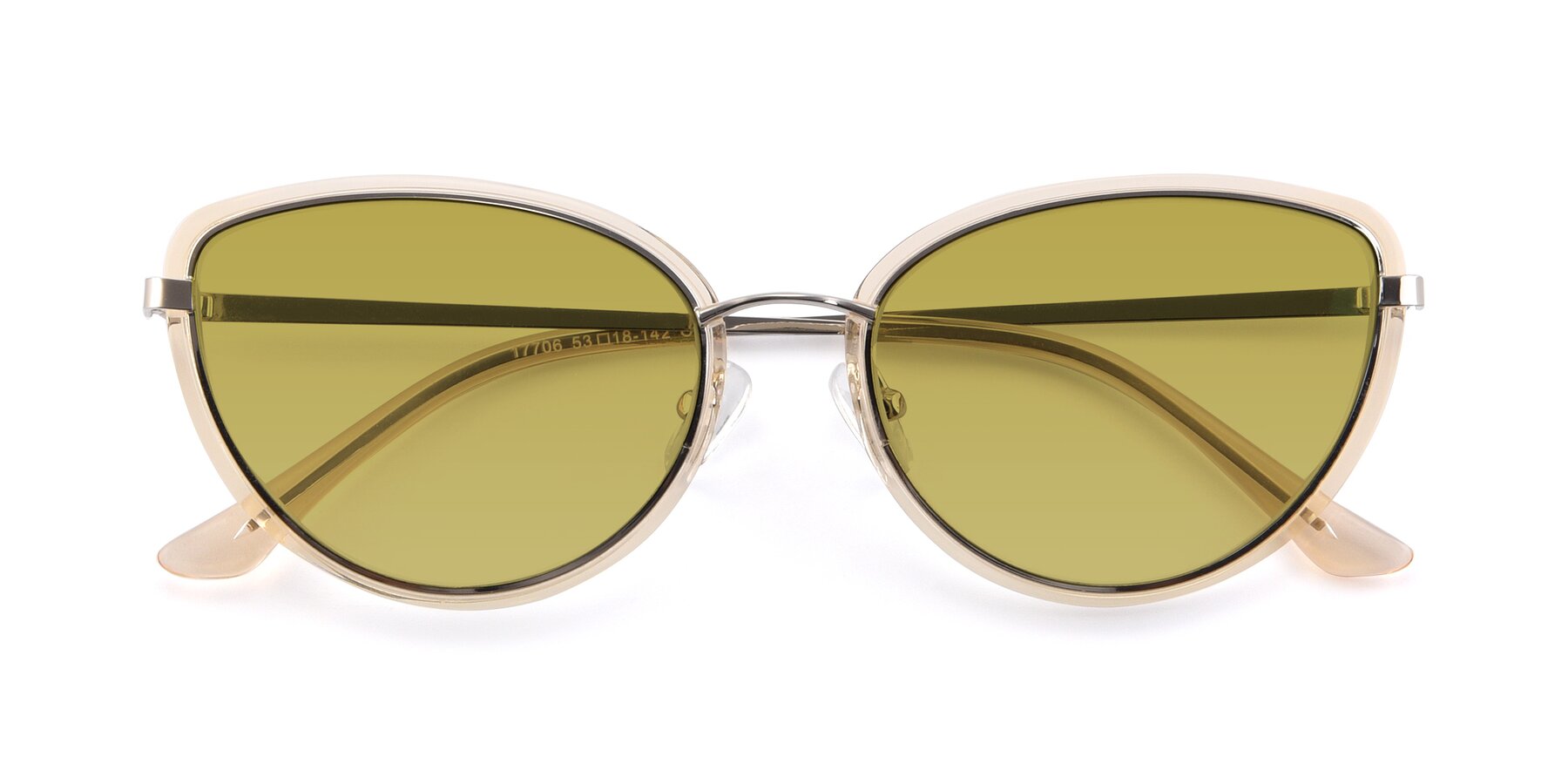 Folded Front of 17706 in Transparent Caramel-Silver with Champagne Tinted Lenses