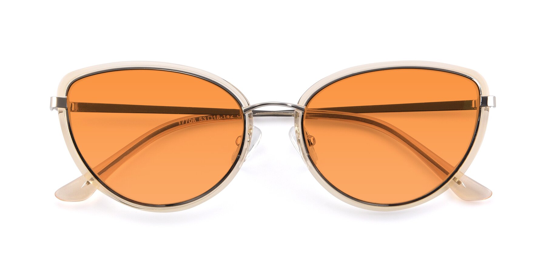 Folded Front of 17706 in Transparent Caramel-Silver with Orange Tinted Lenses