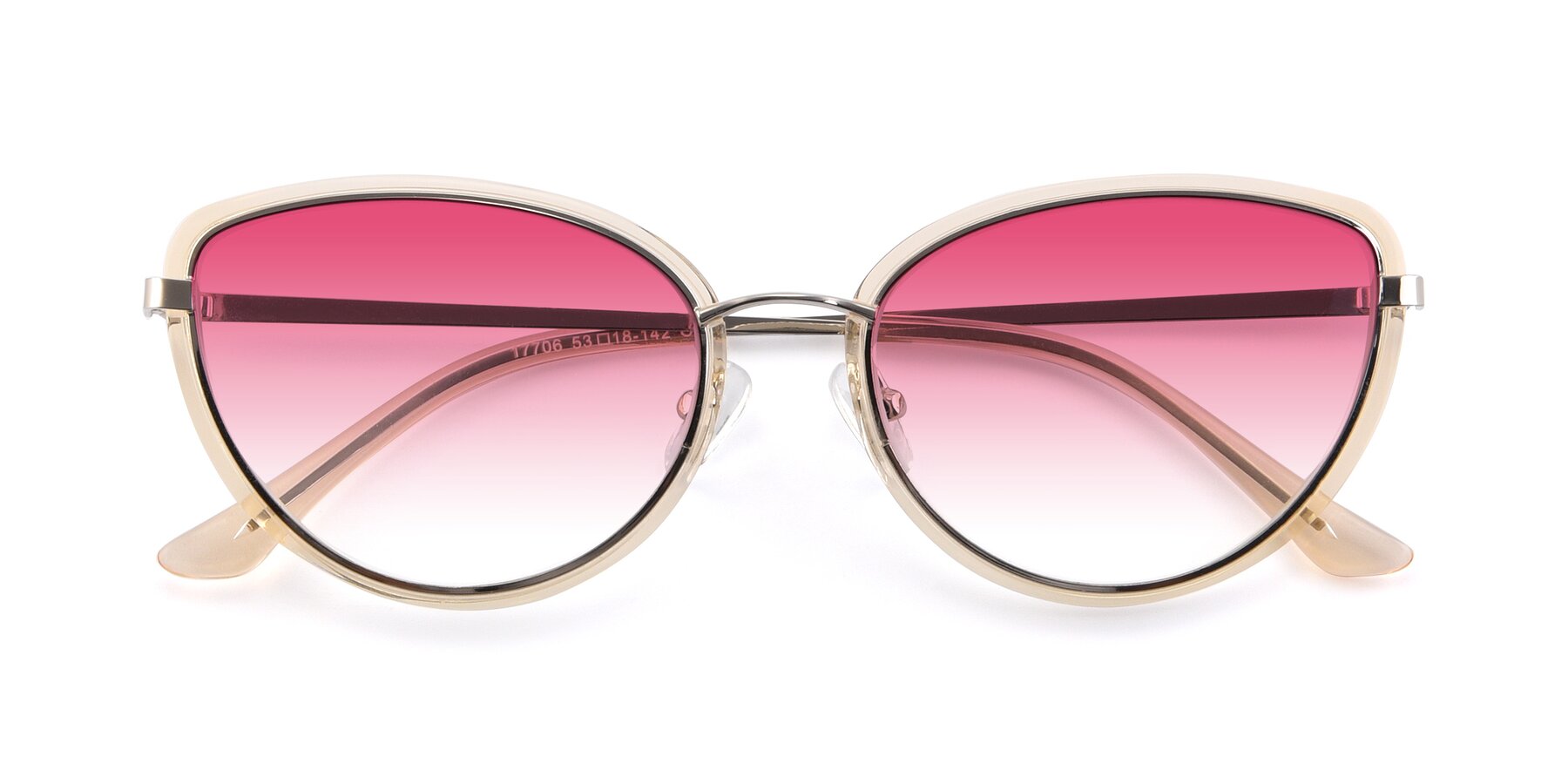 Folded Front of 17706 in Transparent Caramel-Silver with Pink Gradient Lenses