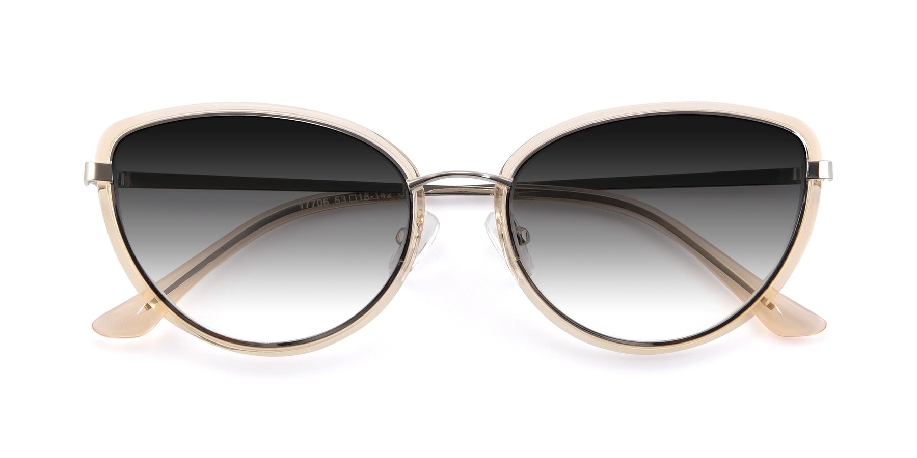 Folded Front of 17706 in Transparent Caramel-Silver with Gray Gradient Lenses